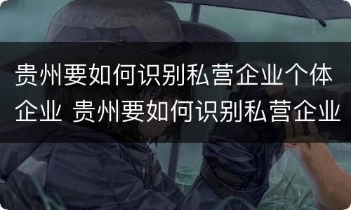 贵州要如何识别私营企业个体企业 贵州要如何识别私营企业个体企业名称