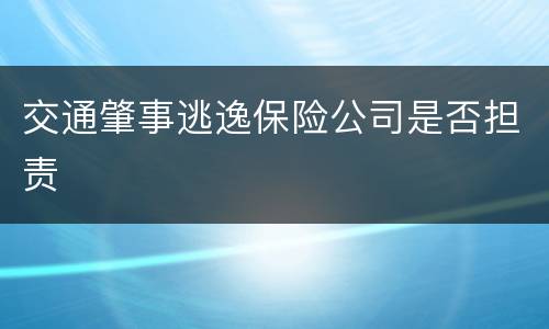 交通肇事逃逸保险公司是否担责