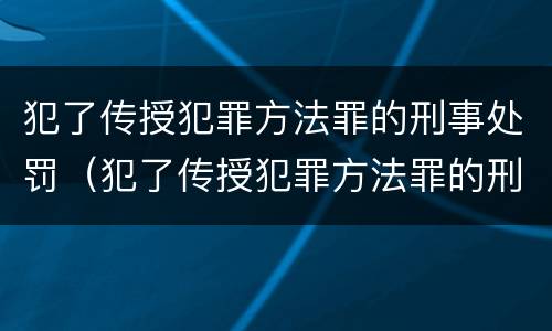 犯了传授犯罪方法罪的刑事处罚（犯了传授犯罪方法罪的刑事处罚决定书）