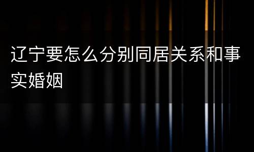 辽宁要怎么分别同居关系和事实婚姻