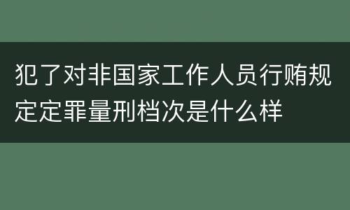 犯了对非国家工作人员行贿规定定罪量刑档次是什么样