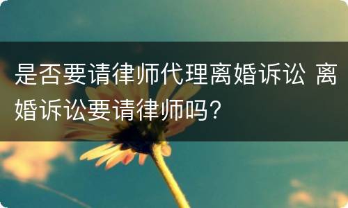 是否要请律师代理离婚诉讼 离婚诉讼要请律师吗?
