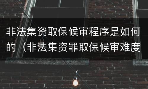 非法集资取保候审程序是如何的（非法集资罪取保候审难度大吗）