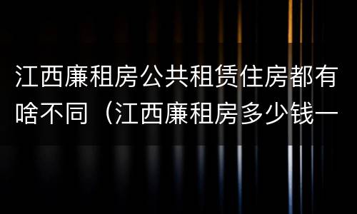 江西廉租房公共租赁住房都有啥不同（江西廉租房多少钱一个月）