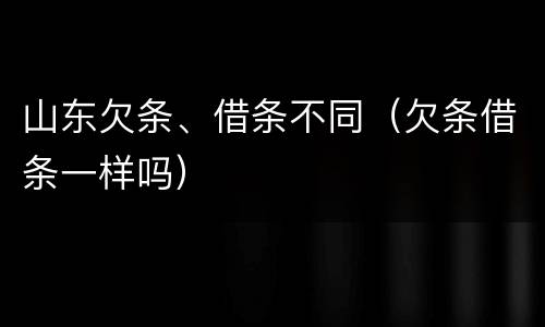 山东欠条、借条不同（欠条借条一样吗）