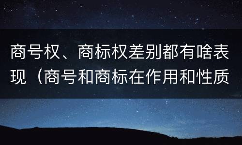 商号权、商标权差别都有啥表现（商号和商标在作用和性质上有较大区别）
