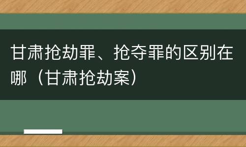 甘肃抢劫罪、抢夺罪的区别在哪（甘肃抢劫案）