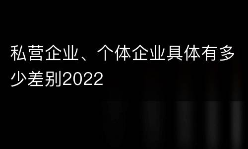私营企业、个体企业具体有多少差别2022
