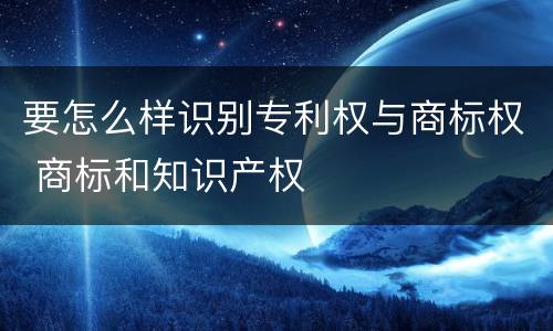 要怎么样识别专利权与商标权 商标和知识产权