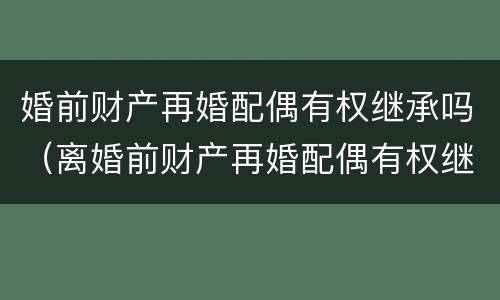 婚前财产再婚配偶有权继承吗（离婚前财产再婚配偶有权继承吗）