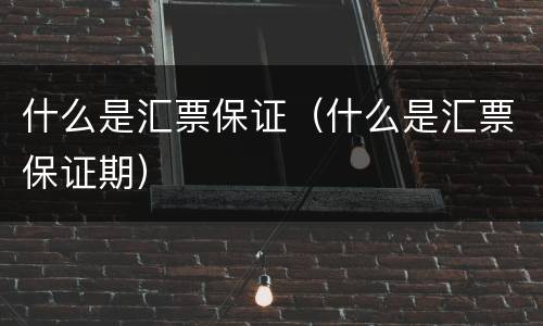 什么是汇票保证（什么是汇票保证期）