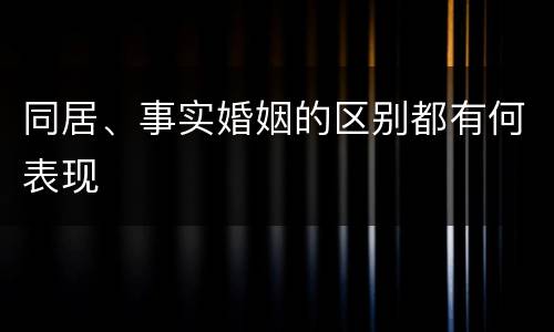 同居、事实婚姻的区别都有何表现