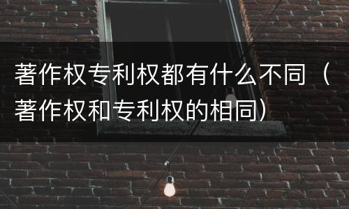 著作权专利权都有什么不同（著作权和专利权的相同）