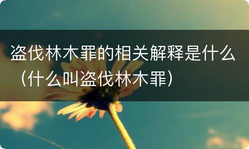 盗伐林木罪的相关解释是什么（什么叫盗伐林木罪）