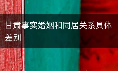 甘肃事实婚姻和同居关系具体差别