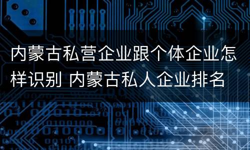 内蒙古私营企业跟个体企业怎样识别 内蒙古私人企业排名