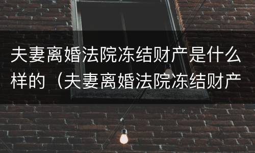 夫妻离婚法院冻结财产是什么样的（夫妻离婚法院冻结财产是什么样的程序）