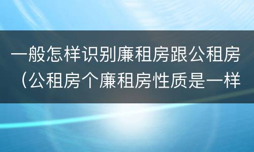 一般怎样识别廉租房跟公租房（公租房个廉租房性质是一样的吗）
