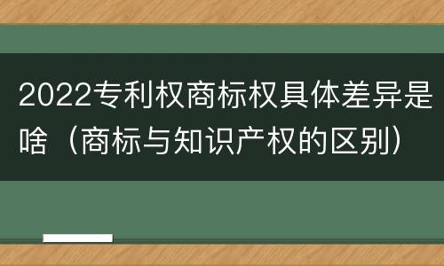 2022专利权商标权具体差异是啥（商标与知识产权的区别）
