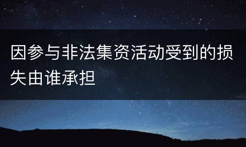 因参与非法集资活动受到的损失由谁承担
