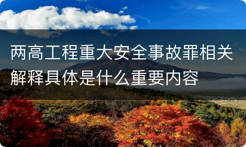 两高工程重大安全事故罪相关解释具体是什么重要内容