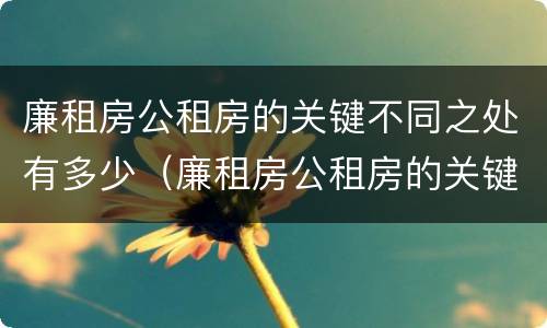 廉租房公租房的关键不同之处有多少（廉租房公租房的关键不同之处有多少个）