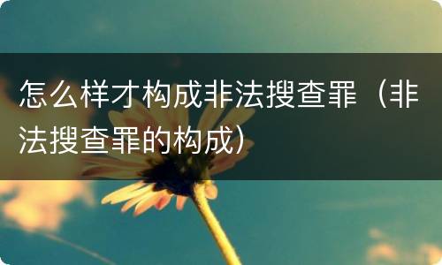 怎么样才构成非法搜查罪（非法搜查罪的构成）