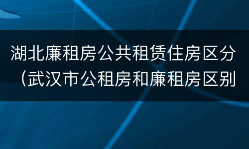 湖北廉租房公共租赁住房区分（武汉市公租房和廉租房区别）