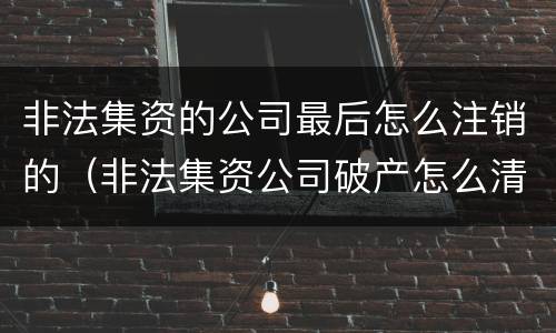 非法集资的公司最后怎么注销的（非法集资公司破产怎么清算）