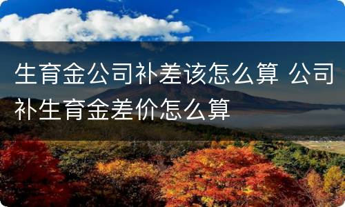 生育金公司补差该怎么算 公司补生育金差价怎么算