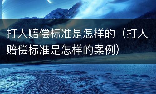 打人赔偿标准是怎样的（打人赔偿标准是怎样的案例）