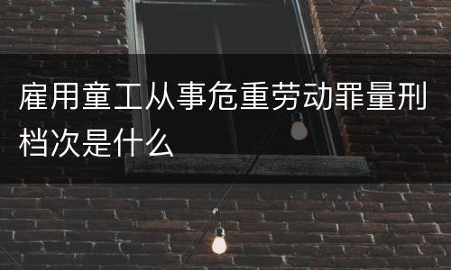 雇用童工从事危重劳动罪量刑档次是什么