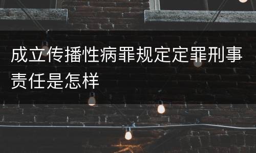 成立传播性病罪规定定罪刑事责任是怎样