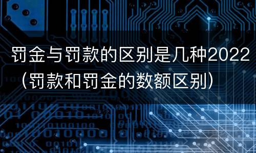 罚金与罚款的区别是几种2022（罚款和罚金的数额区别）