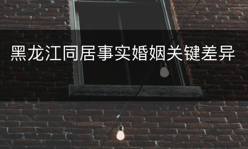 黑龙江同居事实婚姻关键差异