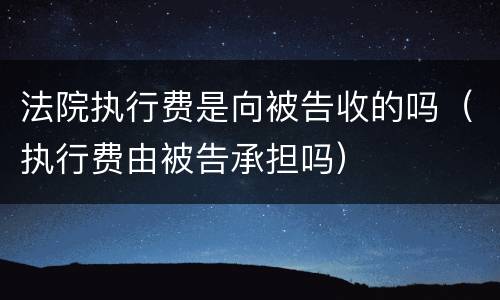 法院执行费是向被告收的吗（执行费由被告承担吗）