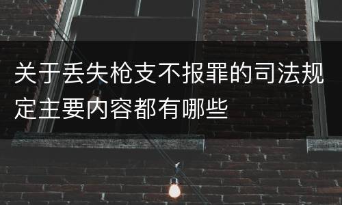 关于丢失枪支不报罪的司法规定主要内容都有哪些