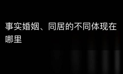 事实婚姻、同居的不同体现在哪里