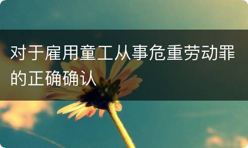 对于雇用童工从事危重劳动罪的正确确认