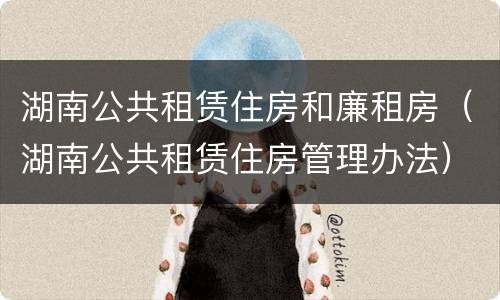 湖南公共租赁住房和廉租房（湖南公共租赁住房管理办法）