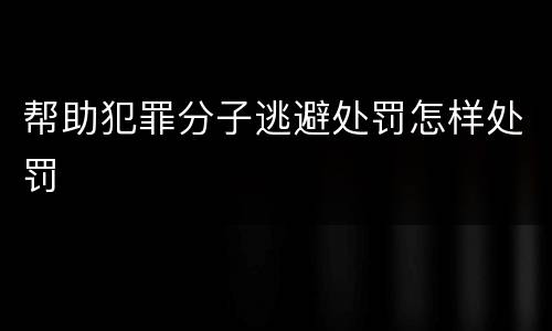 帮助犯罪分子逃避处罚怎样处罚