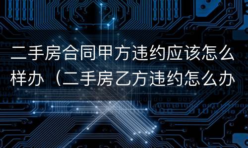 二手房合同甲方违约应该怎么样办（二手房乙方违约怎么办）