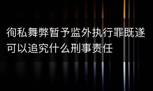 徇私舞弊暂予监外执行罪既遂可以追究什么刑事责任