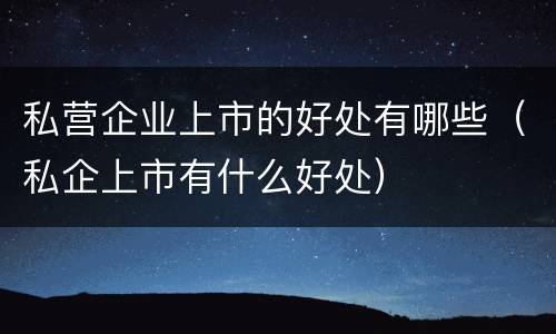 私营企业上市的好处有哪些（私企上市有什么好处）