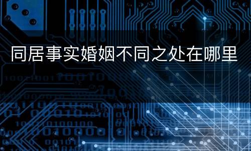 同居事实婚姻不同之处在哪里
