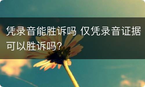 凭录音能胜诉吗 仅凭录音证据可以胜诉吗?