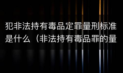 犯非法持有毒品定罪量刑标准是什么（非法持有毒品罪的量刑标准）