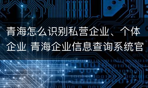 青海怎么识别私营企业、个体企业 青海企业信息查询系统官网