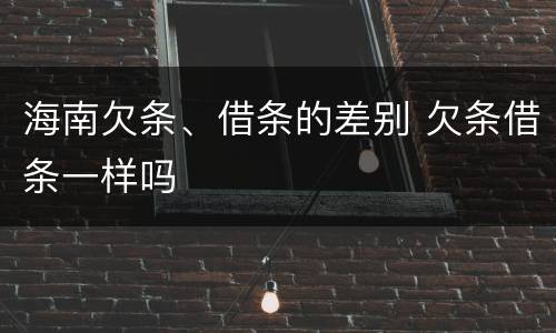 海南欠条、借条的差别 欠条借条一样吗