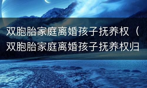 双胞胎家庭离婚孩子抚养权（双胞胎家庭离婚孩子抚养权归谁）